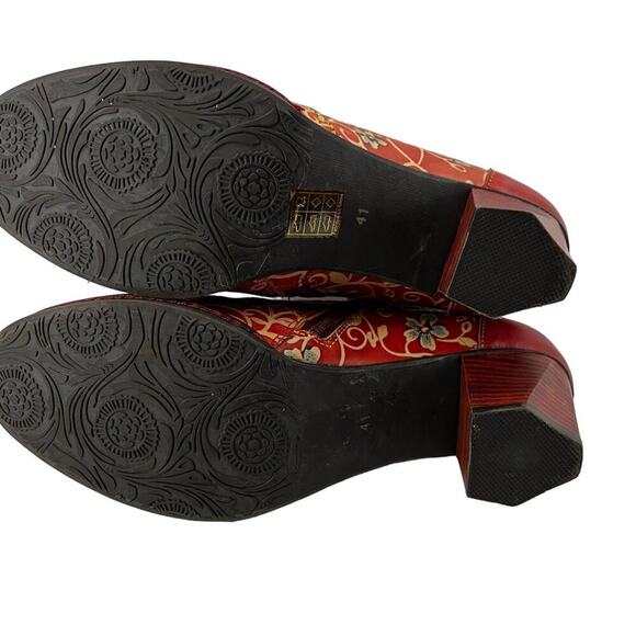 L'Artiste Heeled Lace Up Red Shoe Octavius Womens Size 41 - Picture 7 of 10